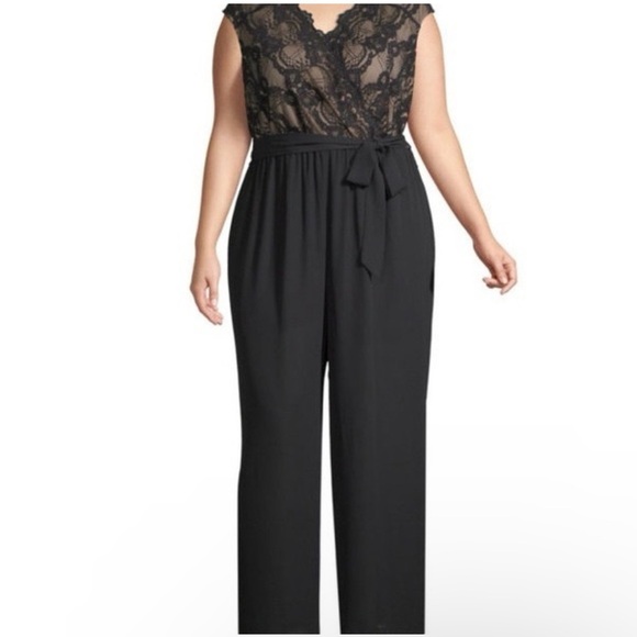 Worthington Pants - Worthington Floral Lace Bodice Black Jumpsuit Size XXL